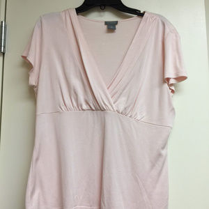 Ann Taylor Pretty in Pink V-Neck Blouse
